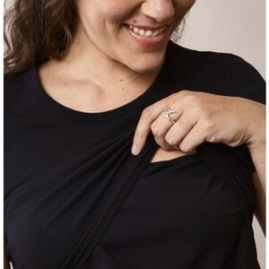 Boob Design Classic Organic Scoop Neck Maternity & Nursing Top in Black